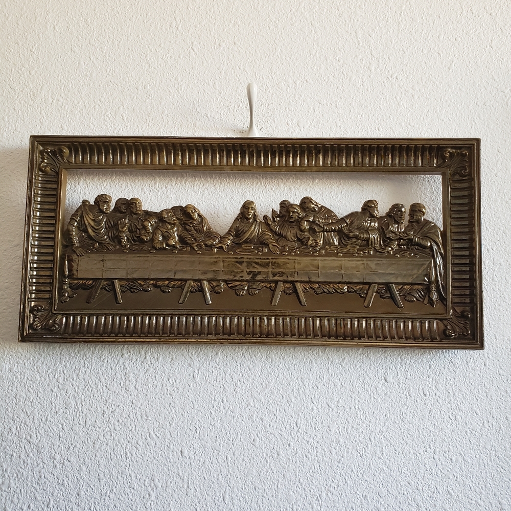 Vintage Secret Supper Carved Detailed Wall Decor Homco #